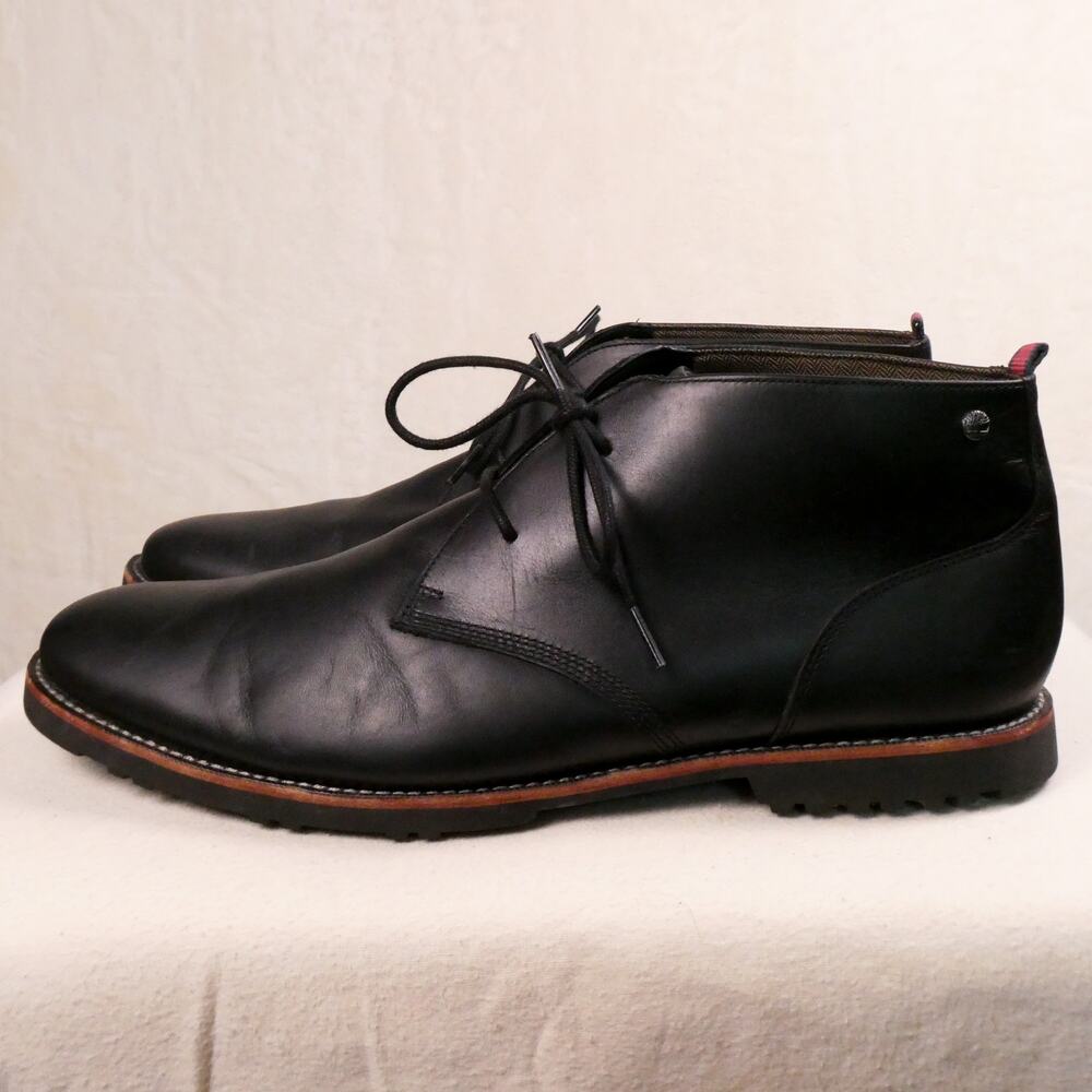 Timberland MirrorFit Richdale Chukka Boots Sz 13 Black Leather 4 Eye Dress Shoes